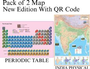 Pack of 2 Indian Maps – Physical & Periodic Table Chart, 28x40 Inch ...
