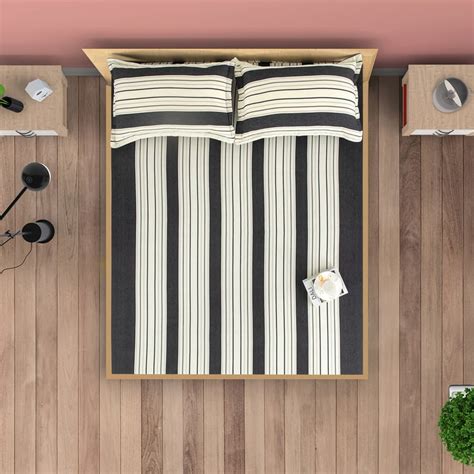 Buy SWAYAM Magical Linea Cotton 240TC Striped 3Pcs Super King Bedsheet ...