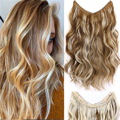 Amazon.com : ELIO Halo Hair Extensions Thick Invisible Wire Hair ...