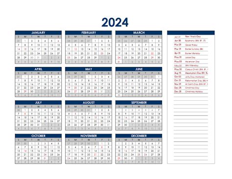 2024 Germany Annual Calendar with Holidays - Free Printable Templates