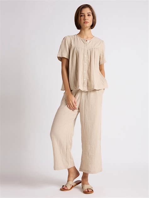 BUY NOW COTTON DOUBLE FABRIC GATHERED BASQUE LOUNGESET – Chemistry