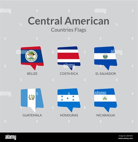 Central American countries flag icons collection Stock Vector Image ...