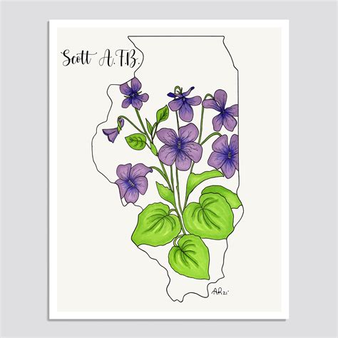 ILLINOIS State Flower Print, State Art Print, Gift Idea, Map Art - Etsy