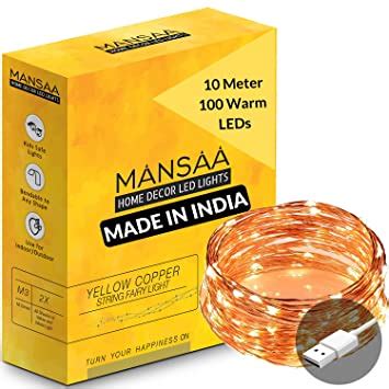 Buy MANSAA M6 USB LED String Light | 10 Meter 100 LEDs | Yellow Color ...