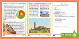UKS2 World Volcanoes Differentiated Reading Comprehension