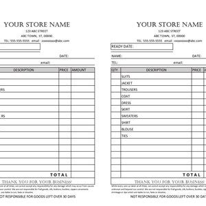 Buy Dry Cleaner Receipt Template / Editable / Dry Cleaning Invoice ...