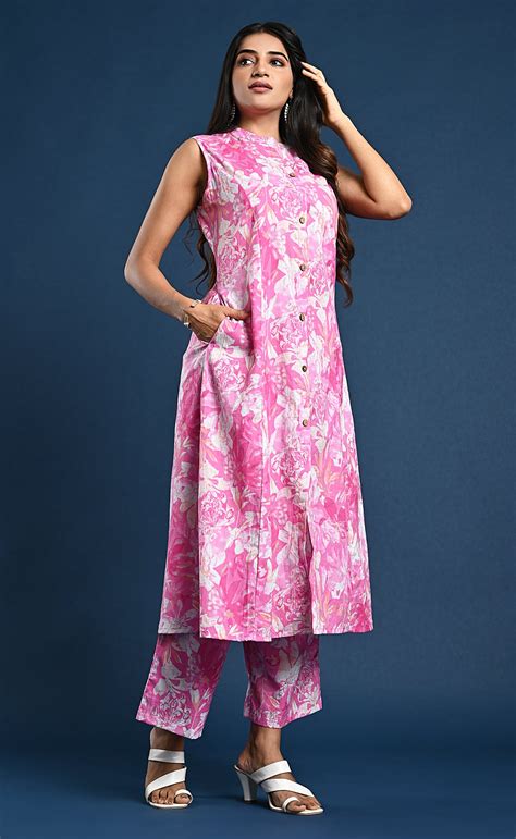 Petal Pink Straight Cut Kurti with Pants – nachfashion