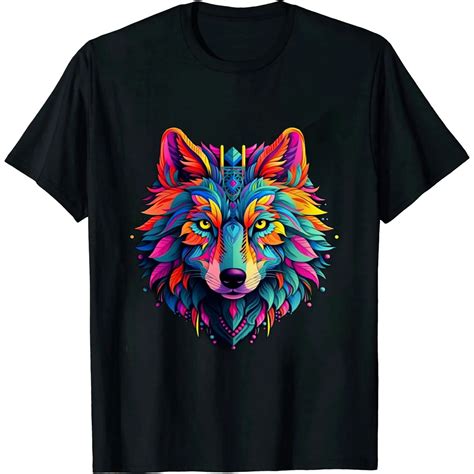 COMIO Colorful Psychadelic Nature Wolf Head Art Noveau T-Shirt - Walmart.com