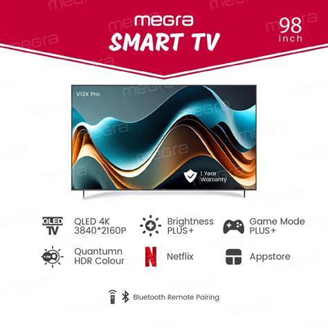 MEGRA QLED TV 98 Inch 4K UHD Smart TV Bluetooth 5G Wifi Smart ...