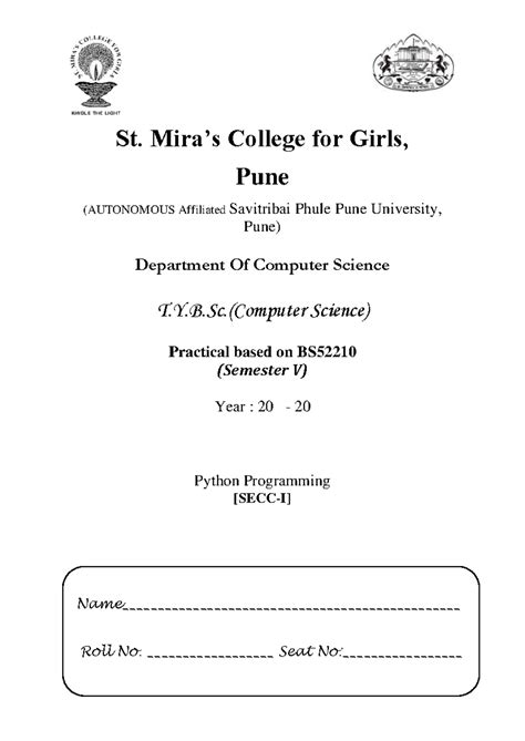 BSE52210-Python Lab Book - St. Mira’s College for Girls, Pune ...