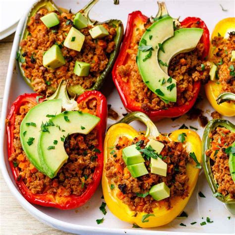 Easy Ground Beef Stuffed Peppers (Paleo-Friendly Dinner) - Paleo Grubs