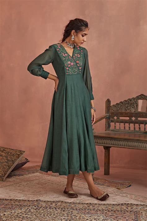 Teal MultiThread Embroidery Angrakha Tunic | Teal Angrakha Tunic ...
