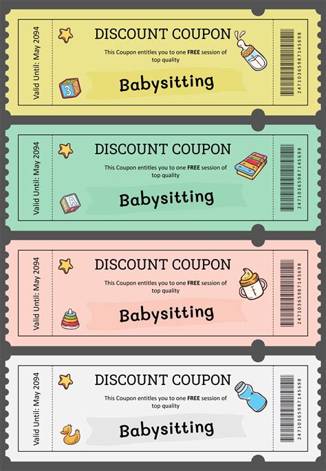 4 Per Page Babysitting Coupon Template - PowerPoint | Google Slides ...