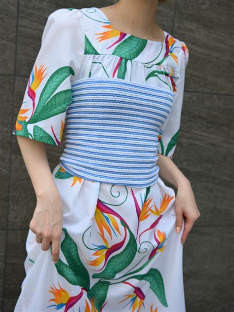 80s sax blue stripe tube top | LEMON