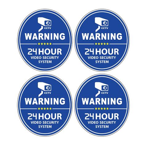 Homework2 CCTV Video Surveillance Security Door & Window Stickers, 4 X ...
