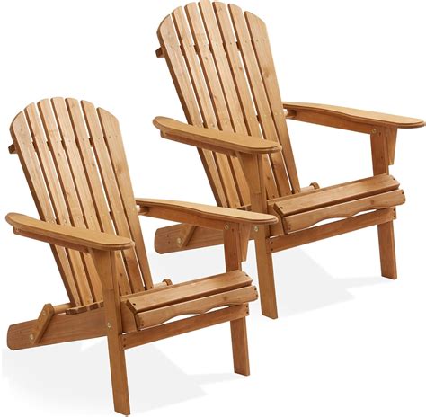 Amazon.com : Casafield Folding Adirondack Chair, Set of 2 Cedar Wood ...