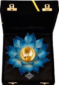IndianArtVilla Designer Blue Lotus Design Diya Silver Plated Table Diya ...