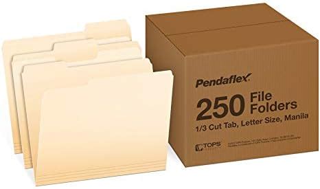 Pendaflex Essentials File Folders, Letter Size, 1/3 Cut, Manila, 250 ...