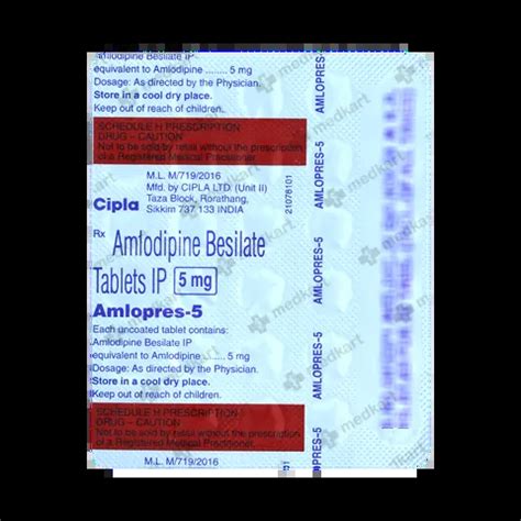 AMLONG 5MG TABLET 30'S - Uses, Side Effects, Composition & Price | Medkart