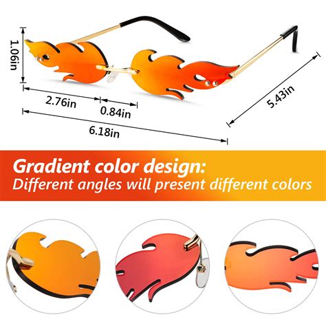 Fire Flame Sunglasses Rimless Flame Shaped Sun Glasses Wave Fire Shaped ...