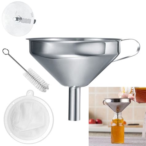 Kitchen Funnels 13cm Stainless Steel Funnel Set with Handle Detachable ...