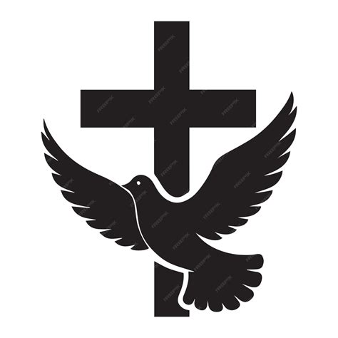 Christian Cross Silhouette Clip Art Religious Cross vector illustration in black and white ...