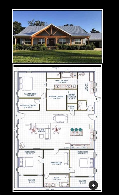 the floor plan for a house with two separate rooms and an attached ...
