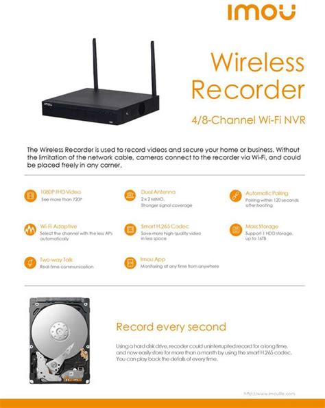 IMOU NVR1108HS-W-S2 8 Channel WiFi NVR/Wireless Recorder Security ...
