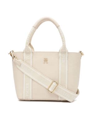 Buy Tommy Hilfiger Solid Beige Pu Handbags Online