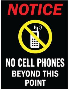 VVWV NO CELL PHONES BEYONDTHIS POINT SIGN STICKER Emergency Sign Price ...