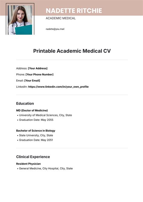 Image result for Example Medical CV