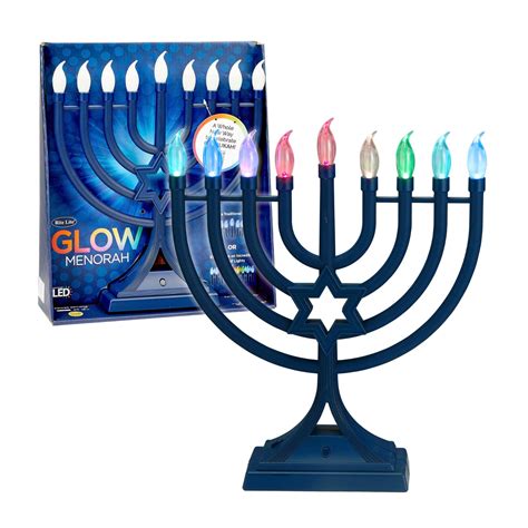 Buy LED Electric Blue Hanukkah Menorah with Special Effects - Battery ...