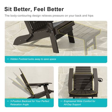 Livewood Foldable Adirondack Chair Set of 2 Coffee HDPE Frame ...