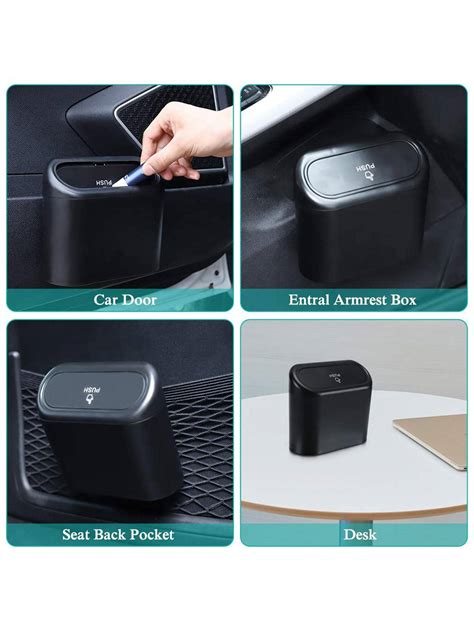 Car Trash Can With Lid, Mini Auto Dustbin Garbage Organizer, Automotive Garbage Container Bin ...