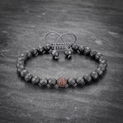 Orange Zircon Sfera Beaded Hematite Bracelet