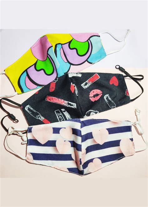 Get Set Of 3 Teen Masks - Hearts And Colourful Prints' at ₹ 399 | LBB Shop