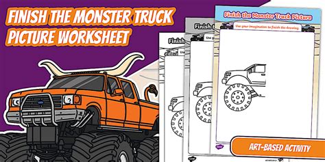 Finish the Monster Truck Picture Worksheet
