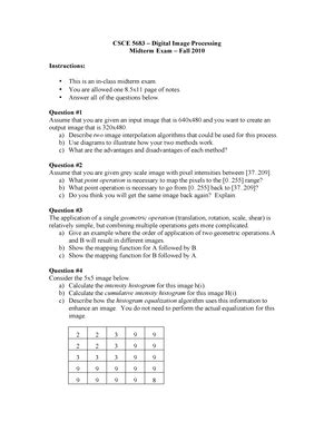 Question - Digital Image Processing - Solu: Q- ANS - Studocu