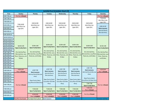 Trails Schedule | Open Gym, Family Swim Time, Special Events ...