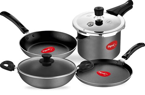 Buy Pigeon by Stovekraft Vibrant Hard Anodised Cooker + Cookware Combo ...