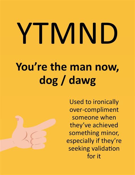 Y.T.M.N.D. - You're The Man Now, Dog / Dawg | Compliment someone, The ...