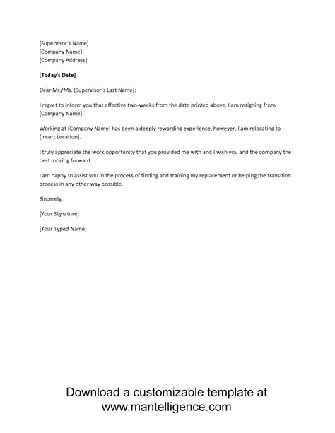 2 Weeks Notice Letter Template Free - Best Templates Resources