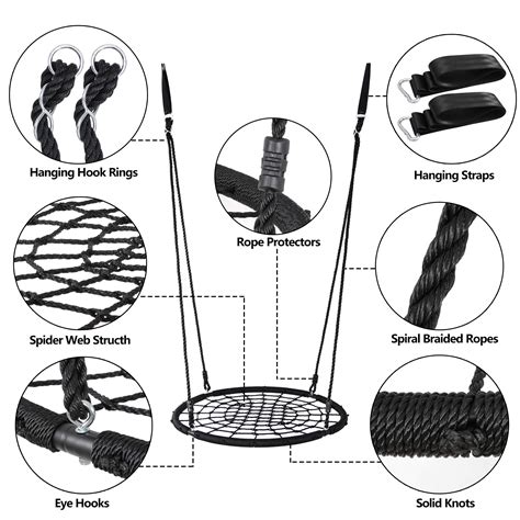 Buy ZENY 40 Inch Spider Web Swing Kids Tree Swing Round Rope Swing ...