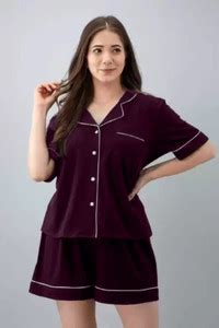 FLORESA Women Solid Maroon Night Suit Set Price in India - Buy FLORESA ...