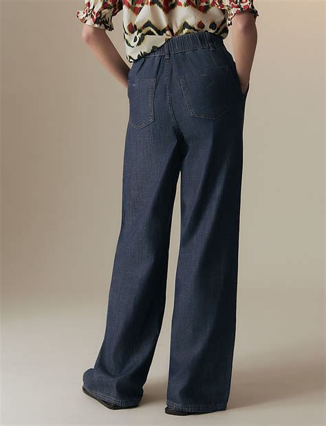 Buy Pure Cotton High Waisted Wide Leg Jeans at Marks & Spencer