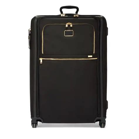 Extended Trip Expandable 4 Wheeled Packing Case Checked Luggage Black/Gold