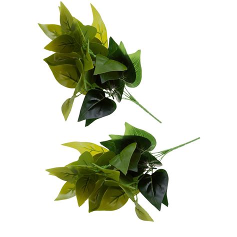 Buy Pack of 2pcs Artificial Leaf Plants Silk Foliage Grass Garden Decor ...