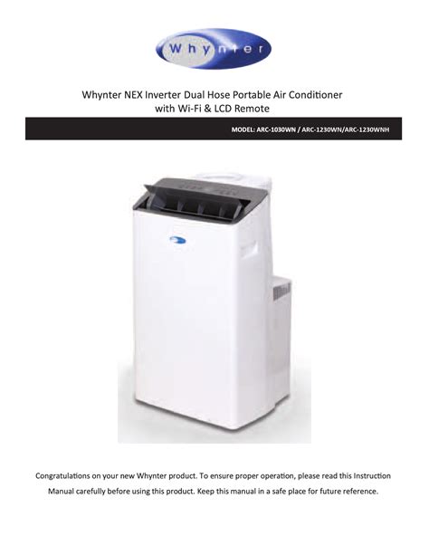Whynter ARC-1230WNH NEX Inverter Dual Hose Portable Air Conditioner ...