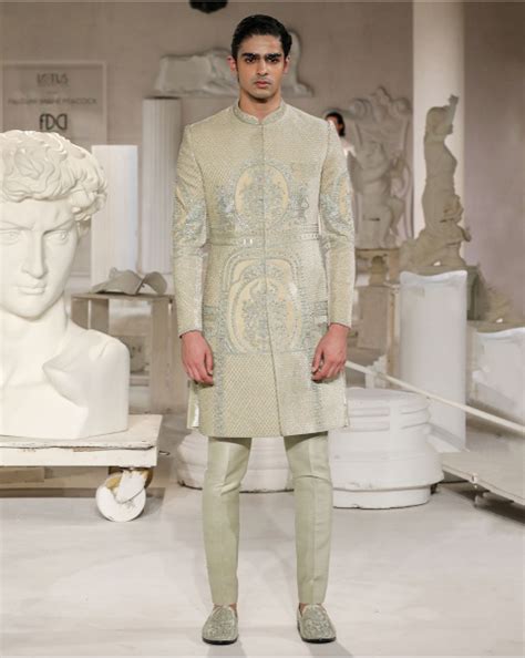 Shop Designer Light Sage Green Thierry Sherwani for Men