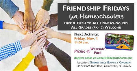 Friendship Friday for Homeschoolers - Picnic @ Westside Park, Albert ...